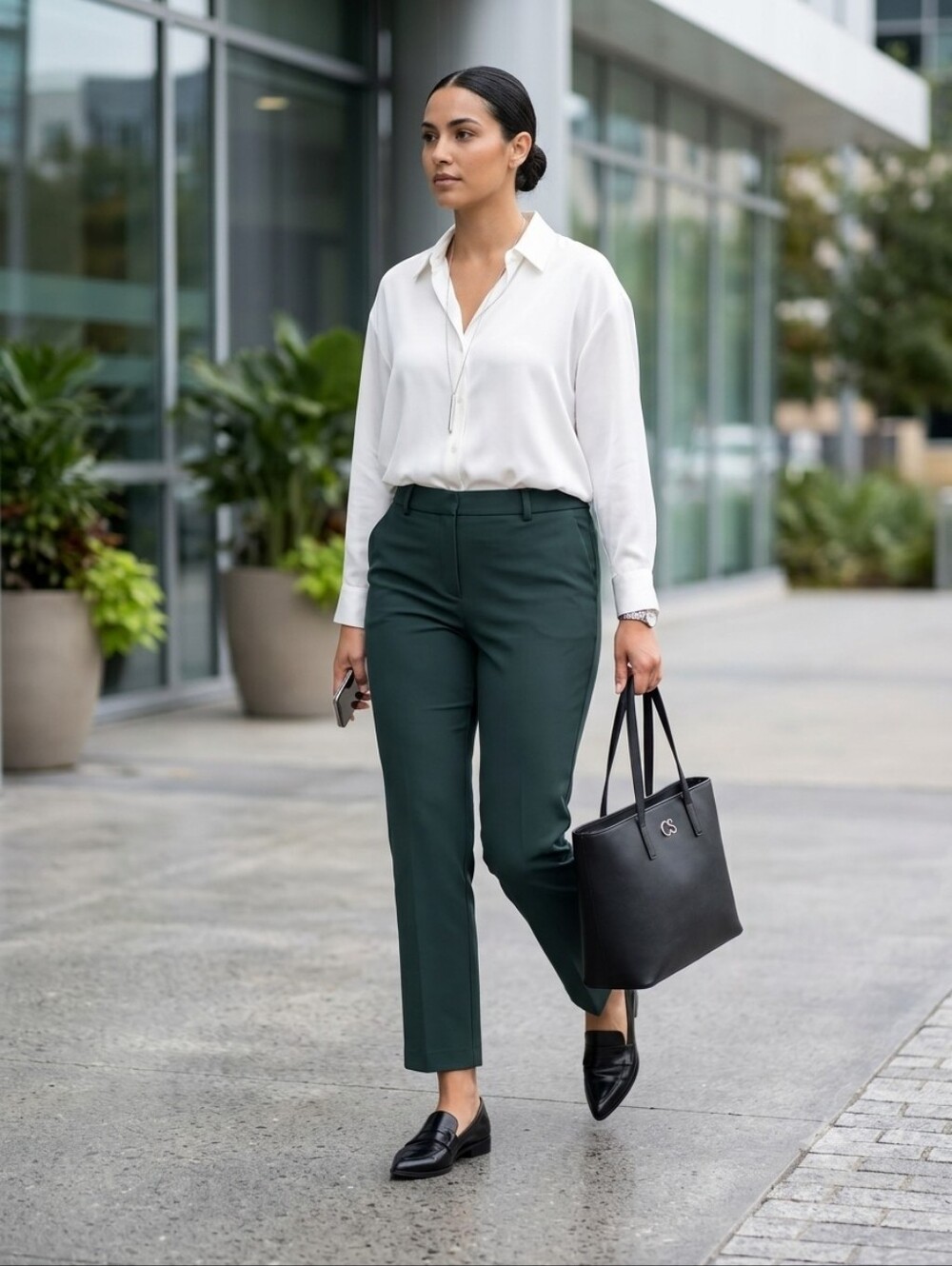 Christian Siriano New York Green Ankle Trousers Stretch Office Slacks Crop Pant